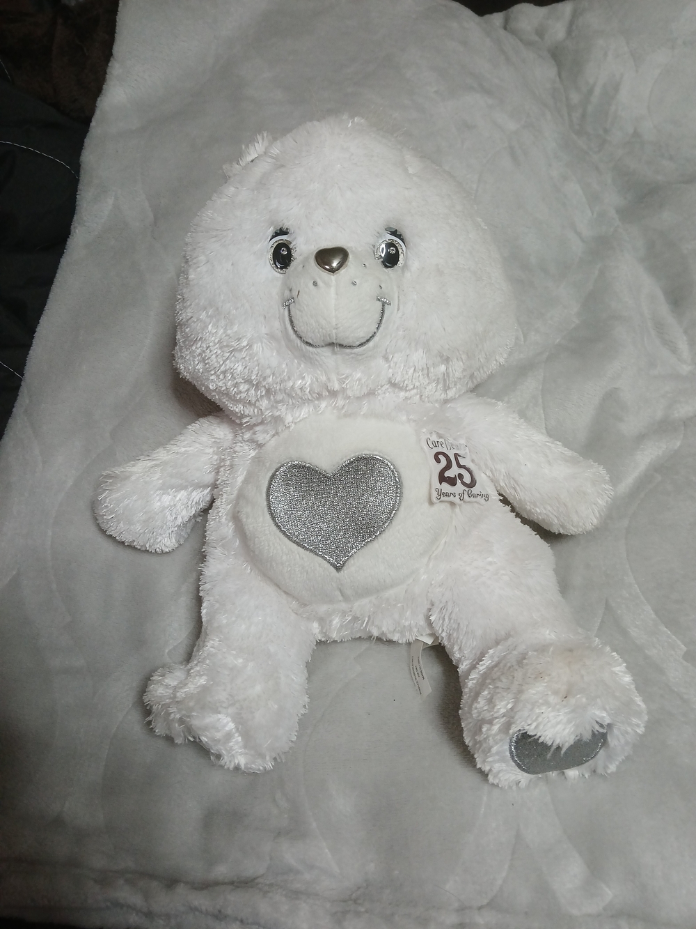 Care Bears White Plush Bear with Blue Logo Tag, 90s, Vintage, Special Edition